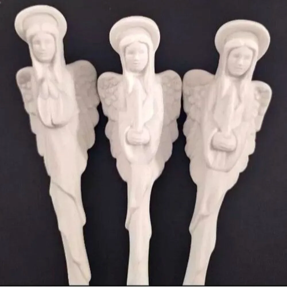 Lot/5 Cherub & Angel Porcelain Icicle Ornaments White 7.5